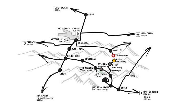 Anreise nach Lech Zürs - Appartements Andera - Lech am Arlberg
