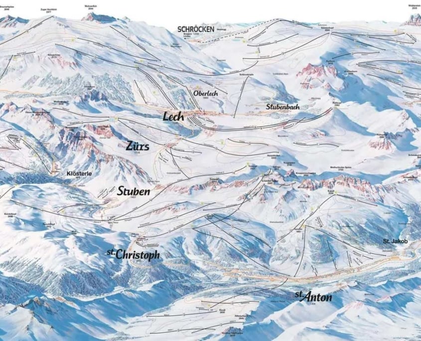 Ski panorama map for Lech Zürs